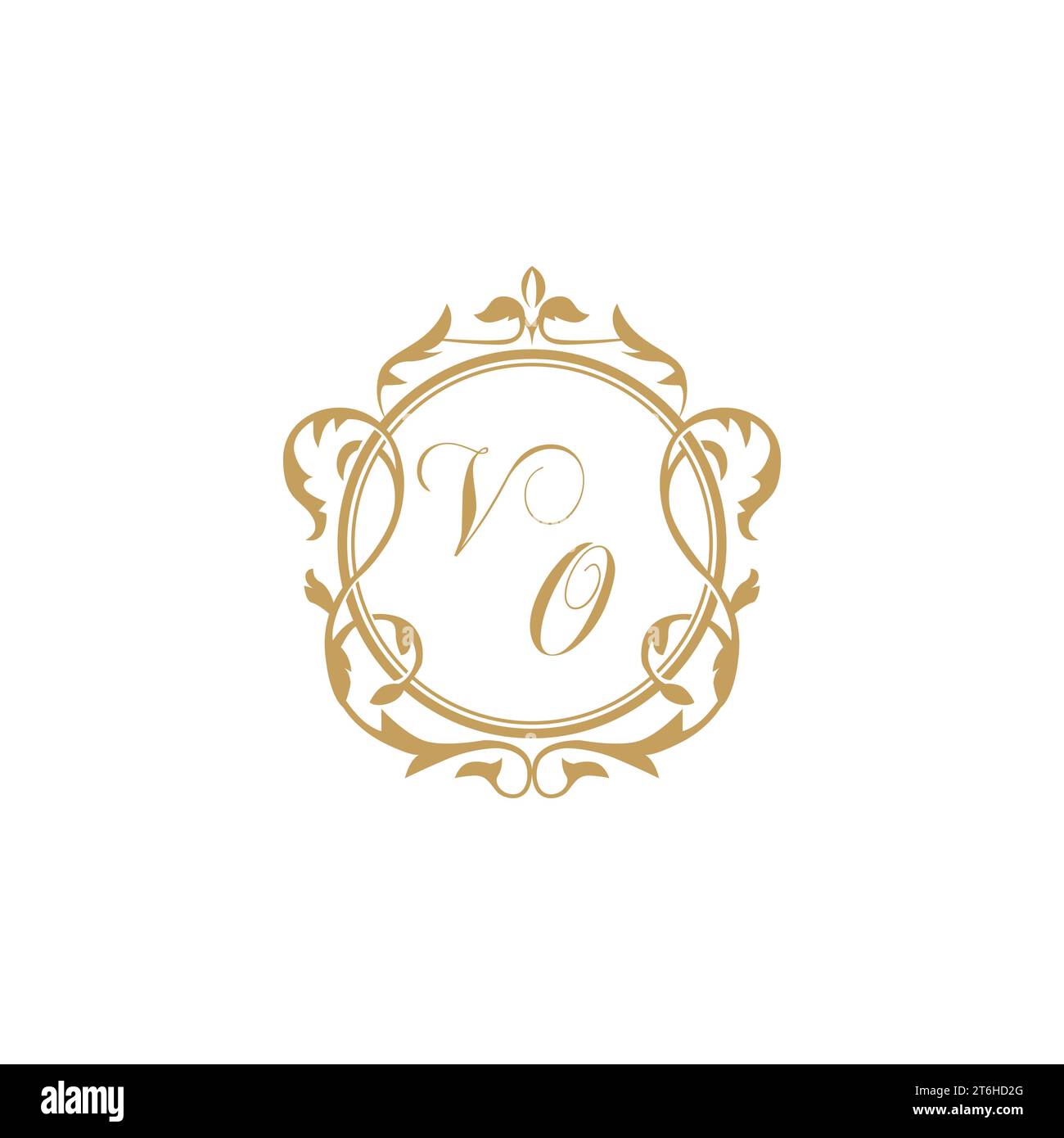 VO Wedding initial invitation with elegant ornament circle element vector graphic template Stock Vector