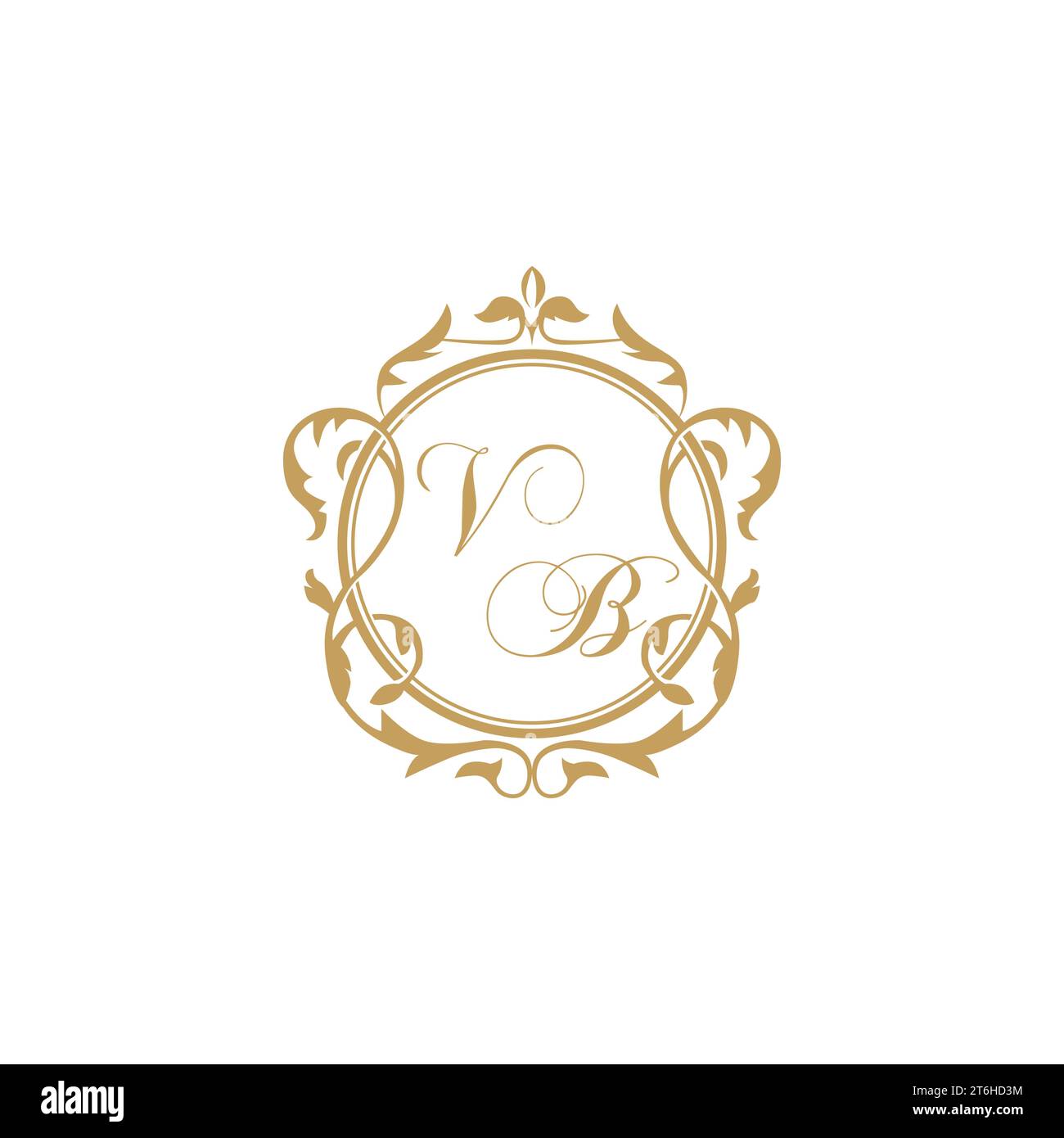 VB Wedding initial invitation with elegant ornament circle element vector graphic template Stock Vector