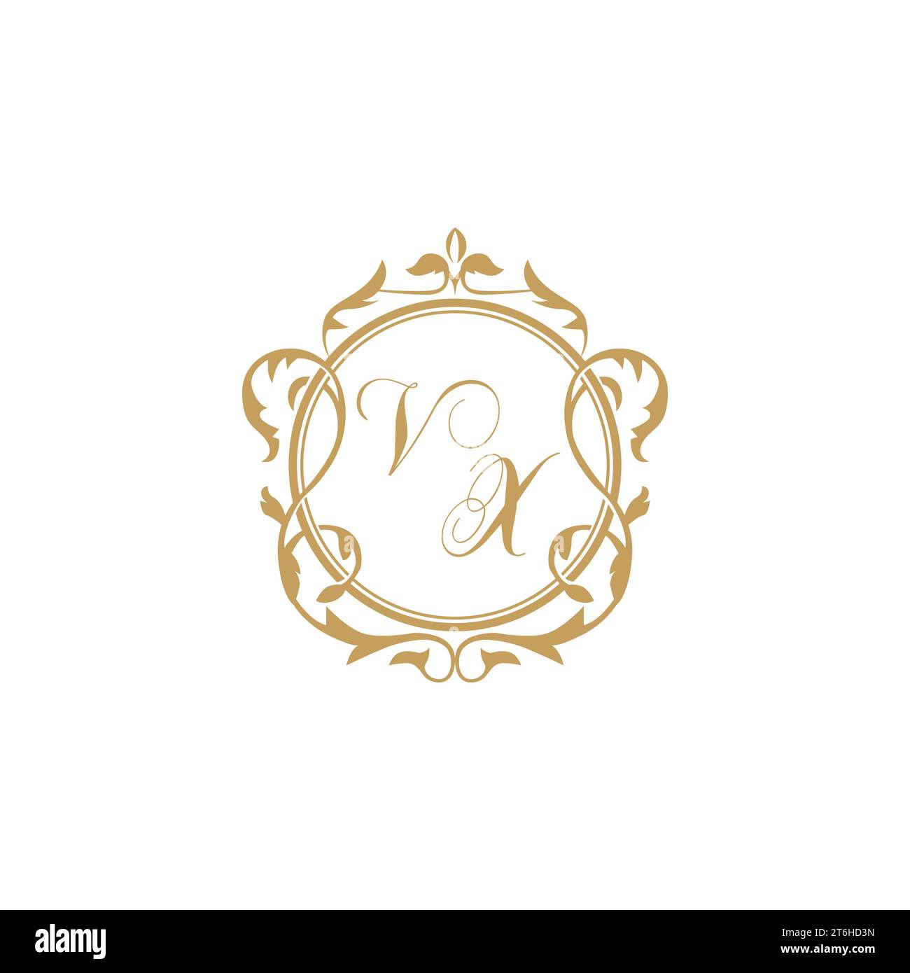 VX Wedding initial invitation with elegant ornament circle element vector graphic template Stock Vector