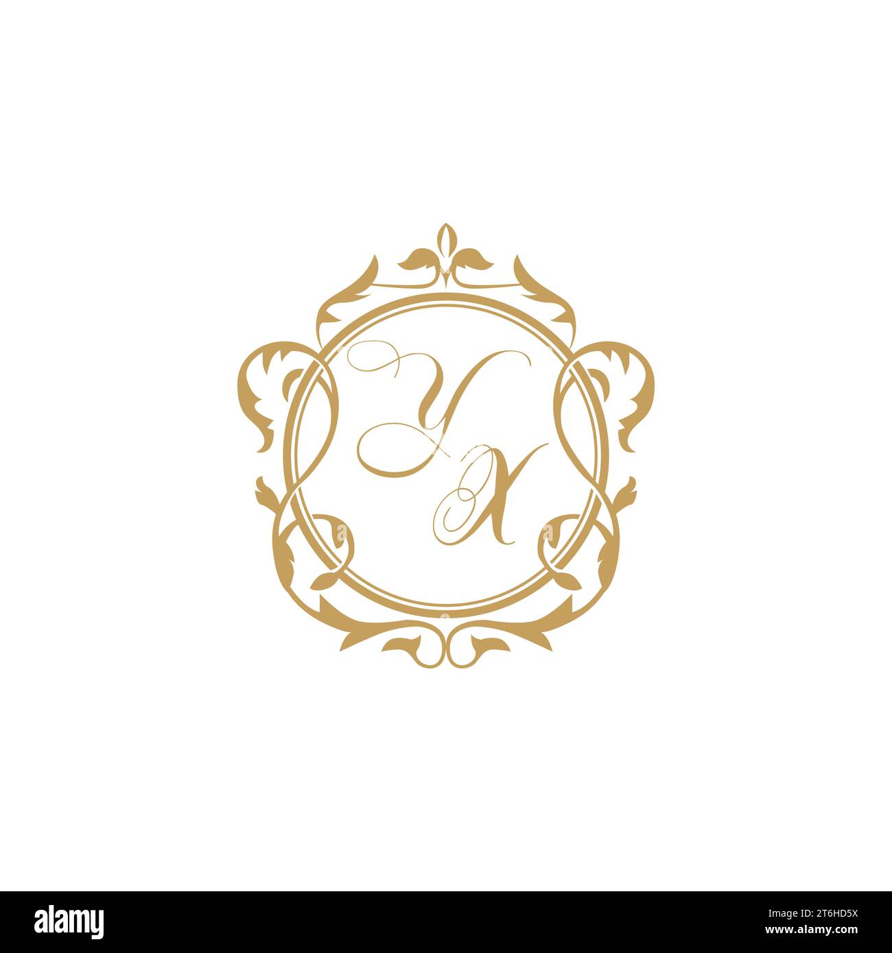 YX Wedding initial invitation with elegant ornament circle element vector graphic template Stock Vector