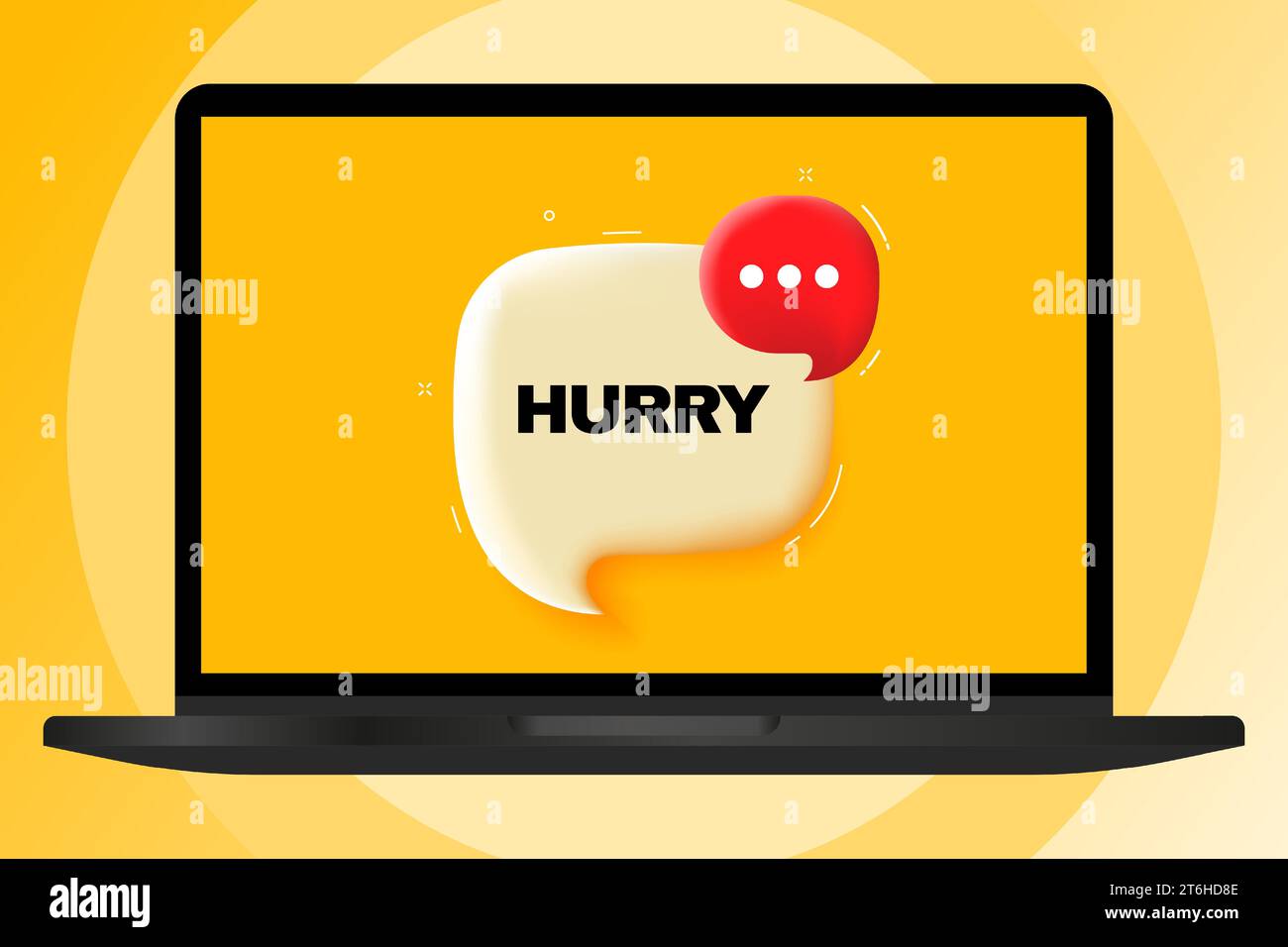 Hurry. Speech bubble with text. 3d illustration. Text banner in the ...