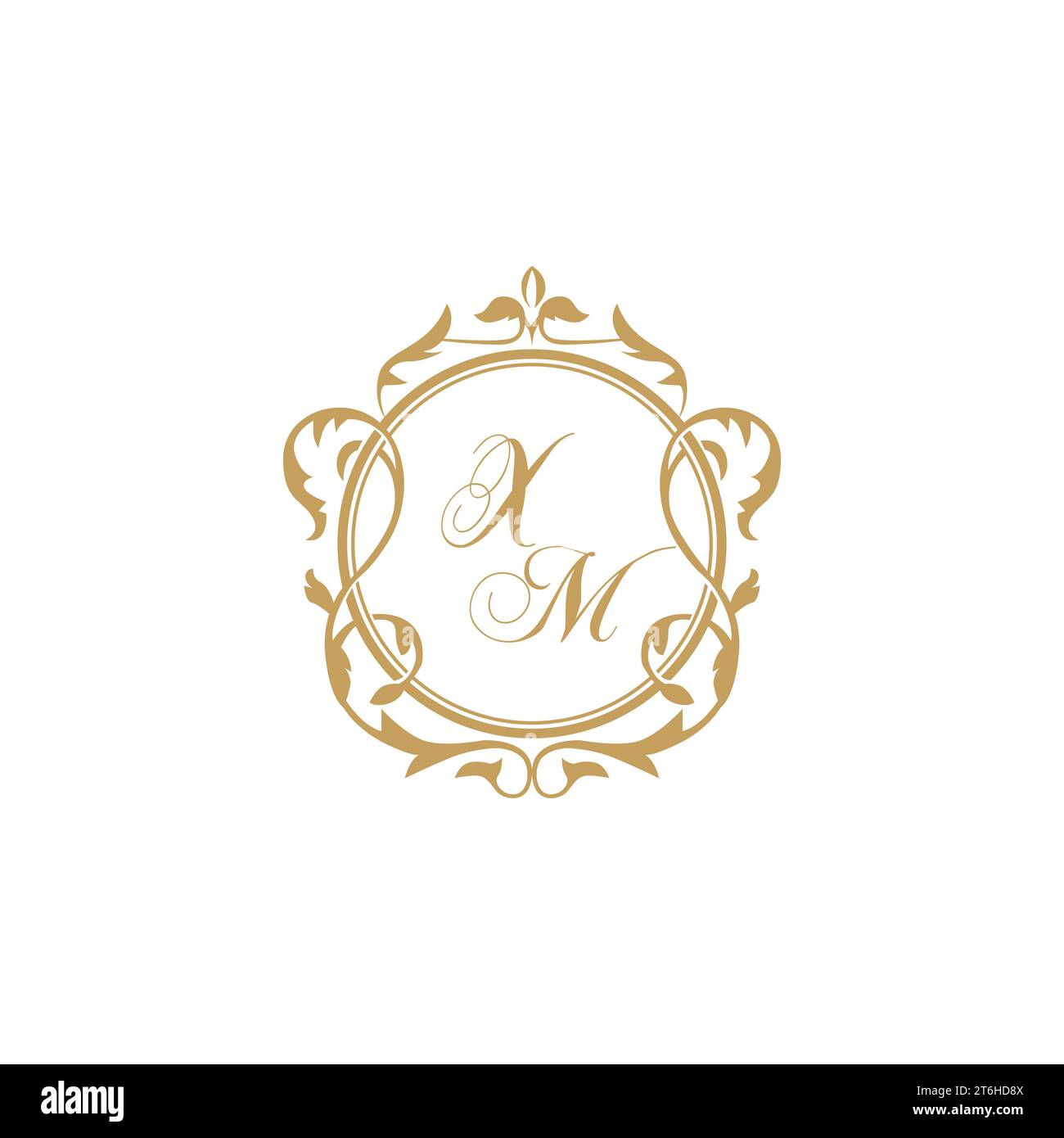 XM Wedding initial invitation with elegant ornament circle element vector graphic template Stock Vector
