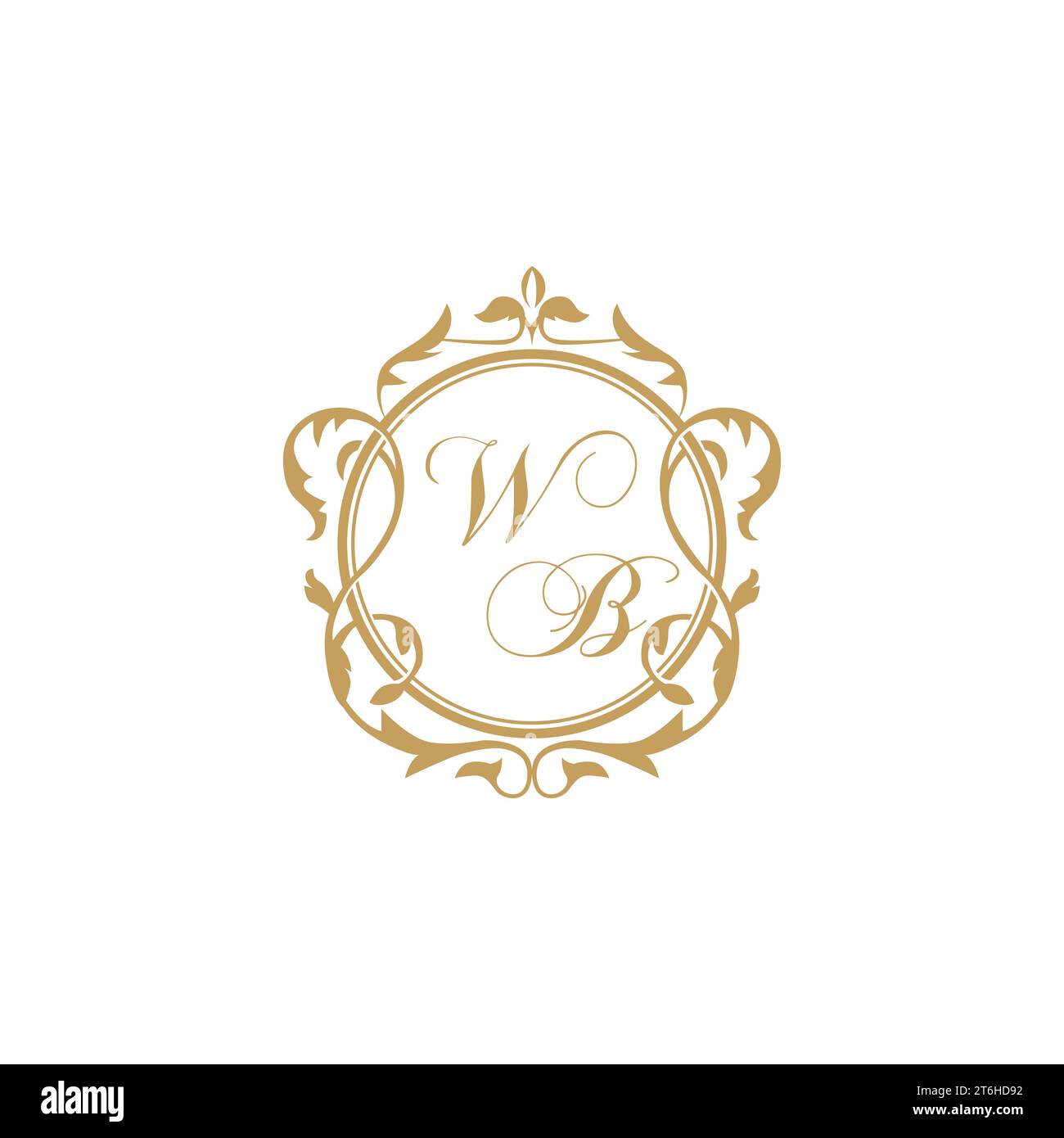 WB Wedding initial invitation with elegant ornament circle element vector graphic template Stock Vector
