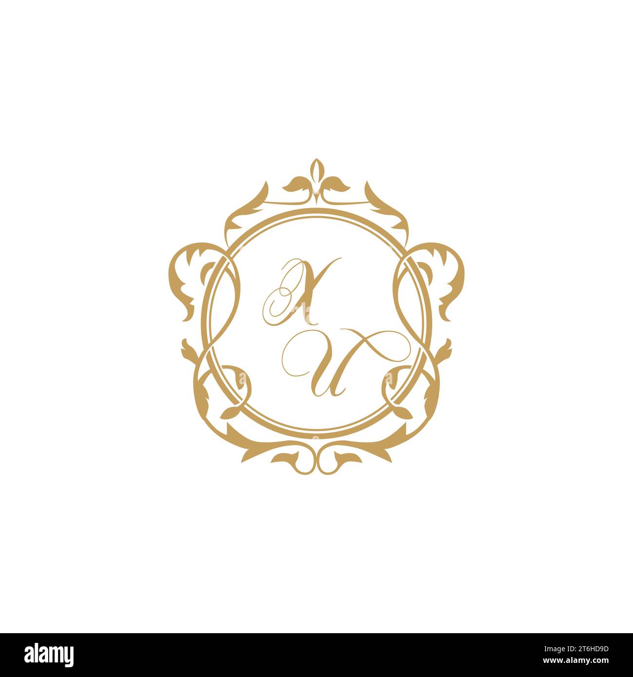 XU Wedding initial invitation with elegant ornament circle element vector graphic template Stock Vector