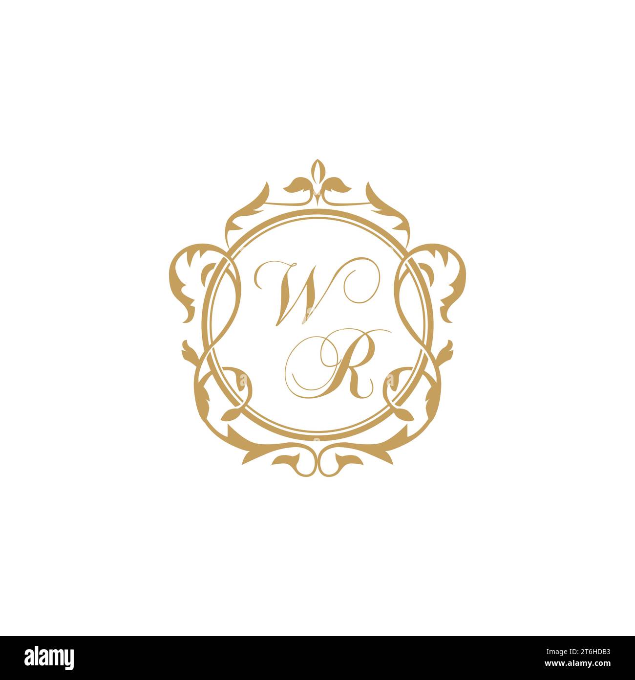 WR Wedding initial invitation with elegant ornament circle element vector graphic template Stock Vector
