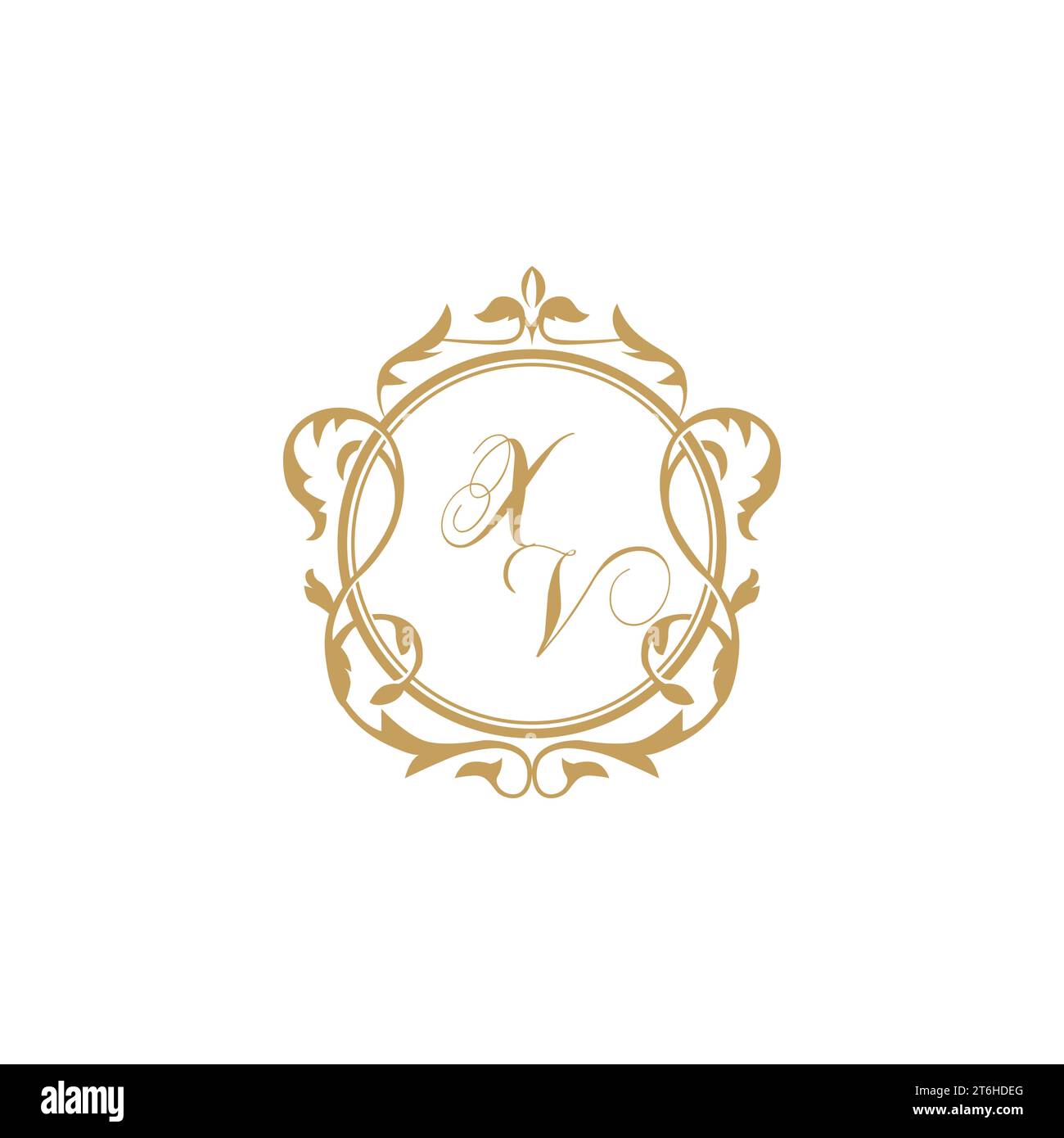 XV Wedding initial invitation with elegant ornament circle element vector graphic template Stock Vector