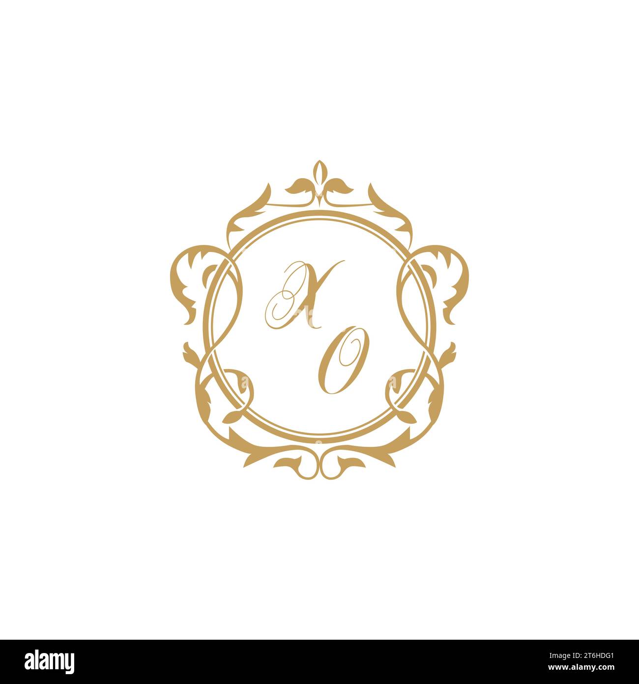 XO Wedding initial invitation with elegant ornament circle element vector graphic template Stock Vector