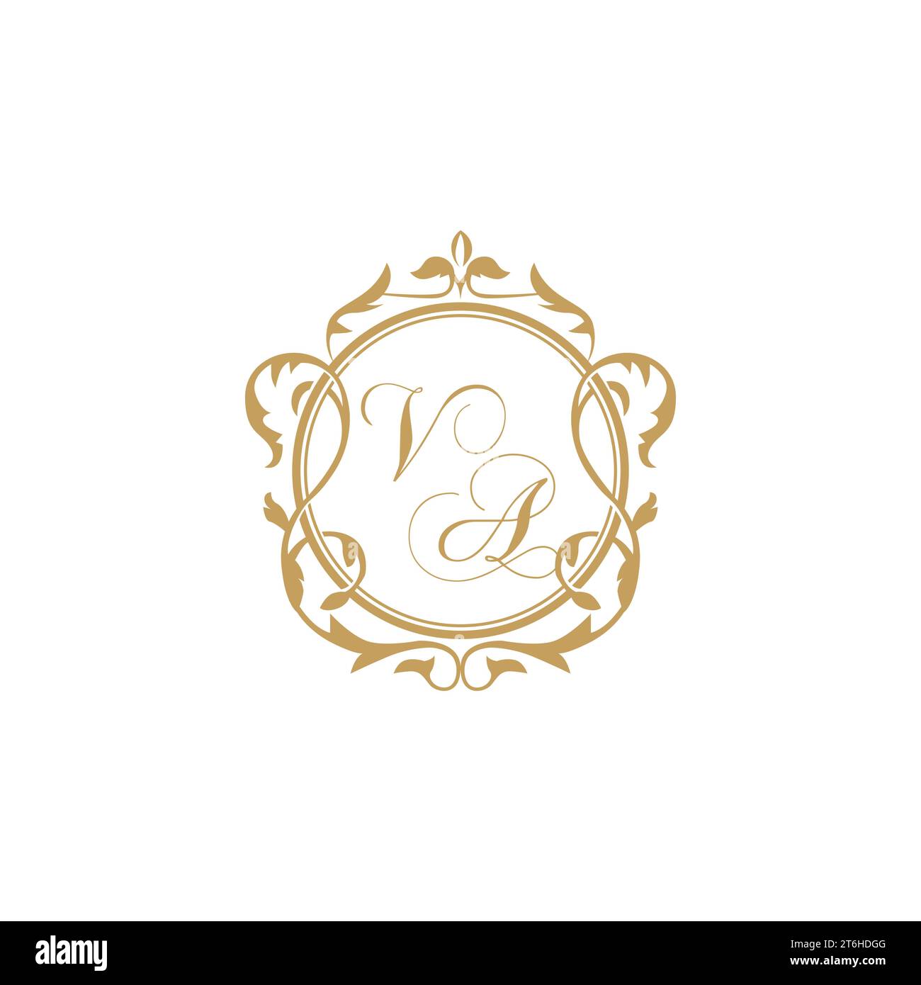 VA Wedding initial invitation with elegant ornament circle element vector graphic template Stock Vector
