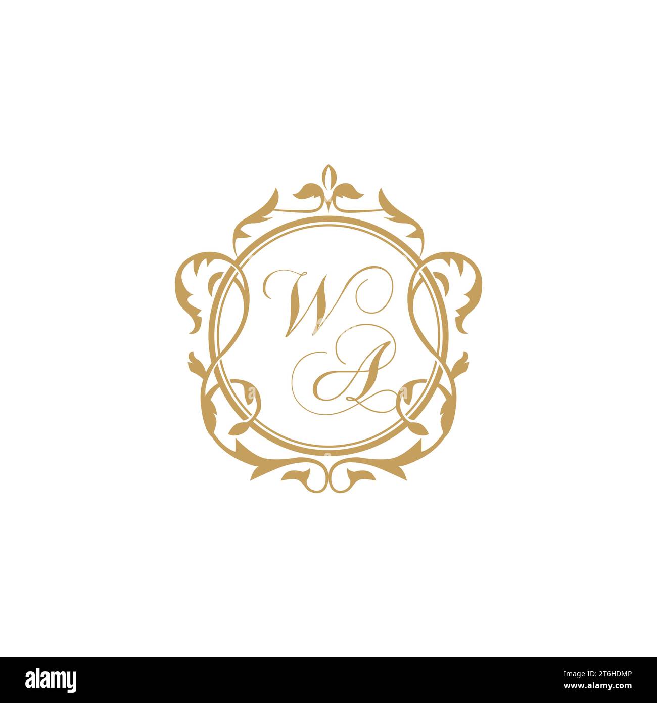WA Wedding initial invitation with elegant ornament circle element vector graphic template Stock Vector