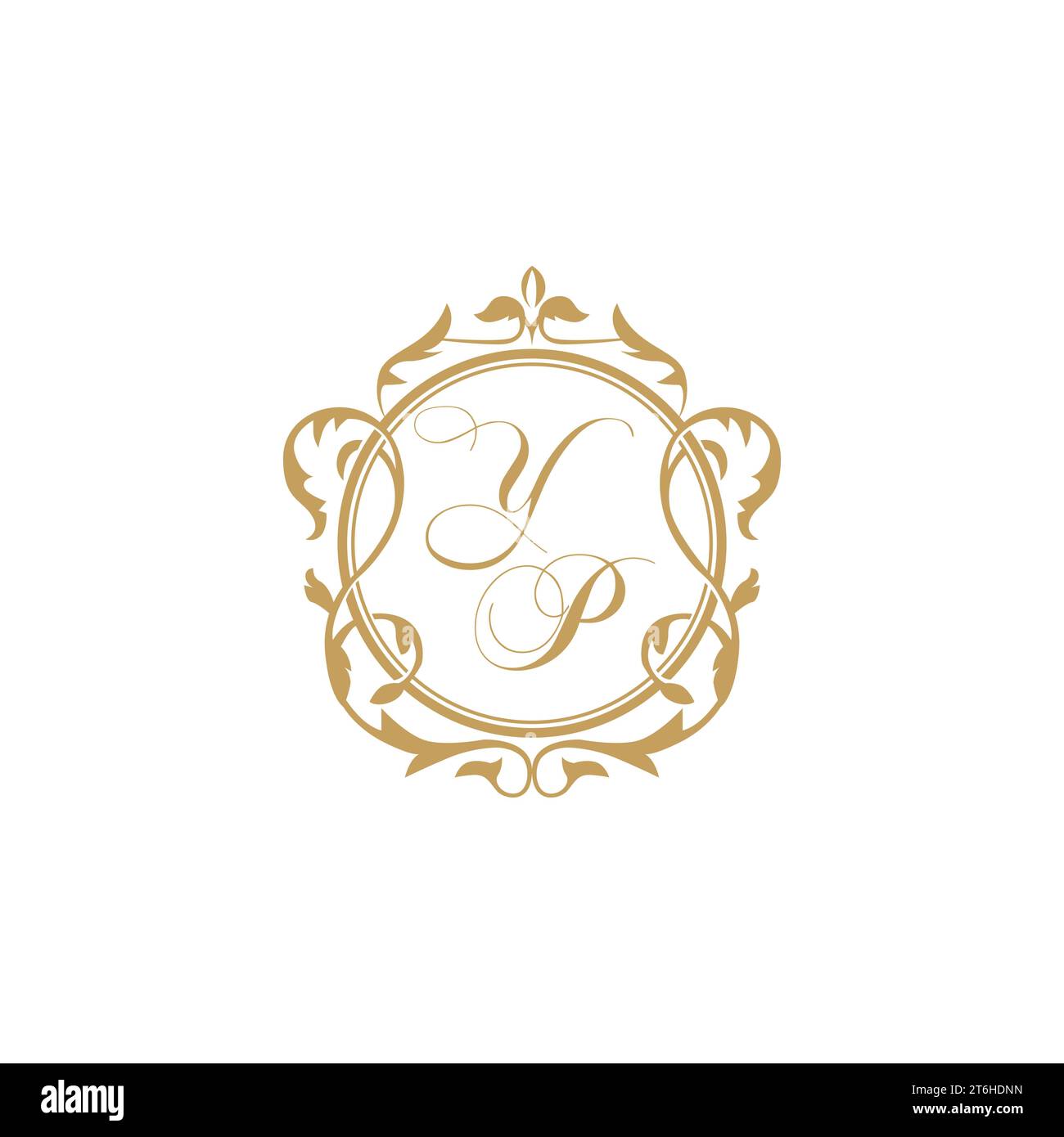 YP Wedding initial invitation with elegant ornament circle element vector graphic template Stock Vector