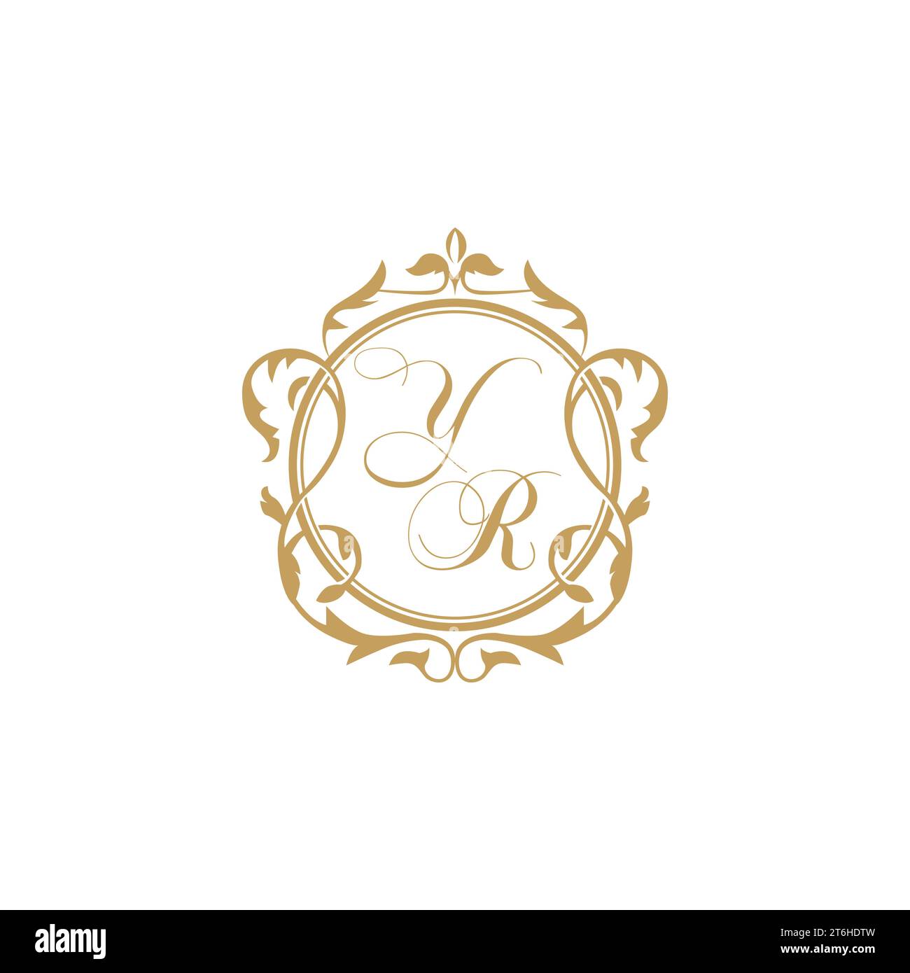 YR Wedding initial invitation with elegant ornament circle element vector graphic template Stock Vector