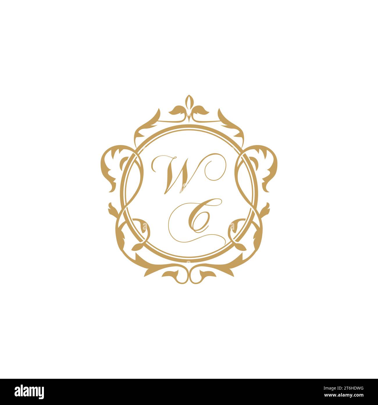 WC Wedding initial invitation with elegant ornament circle element vector graphic template Stock Vector