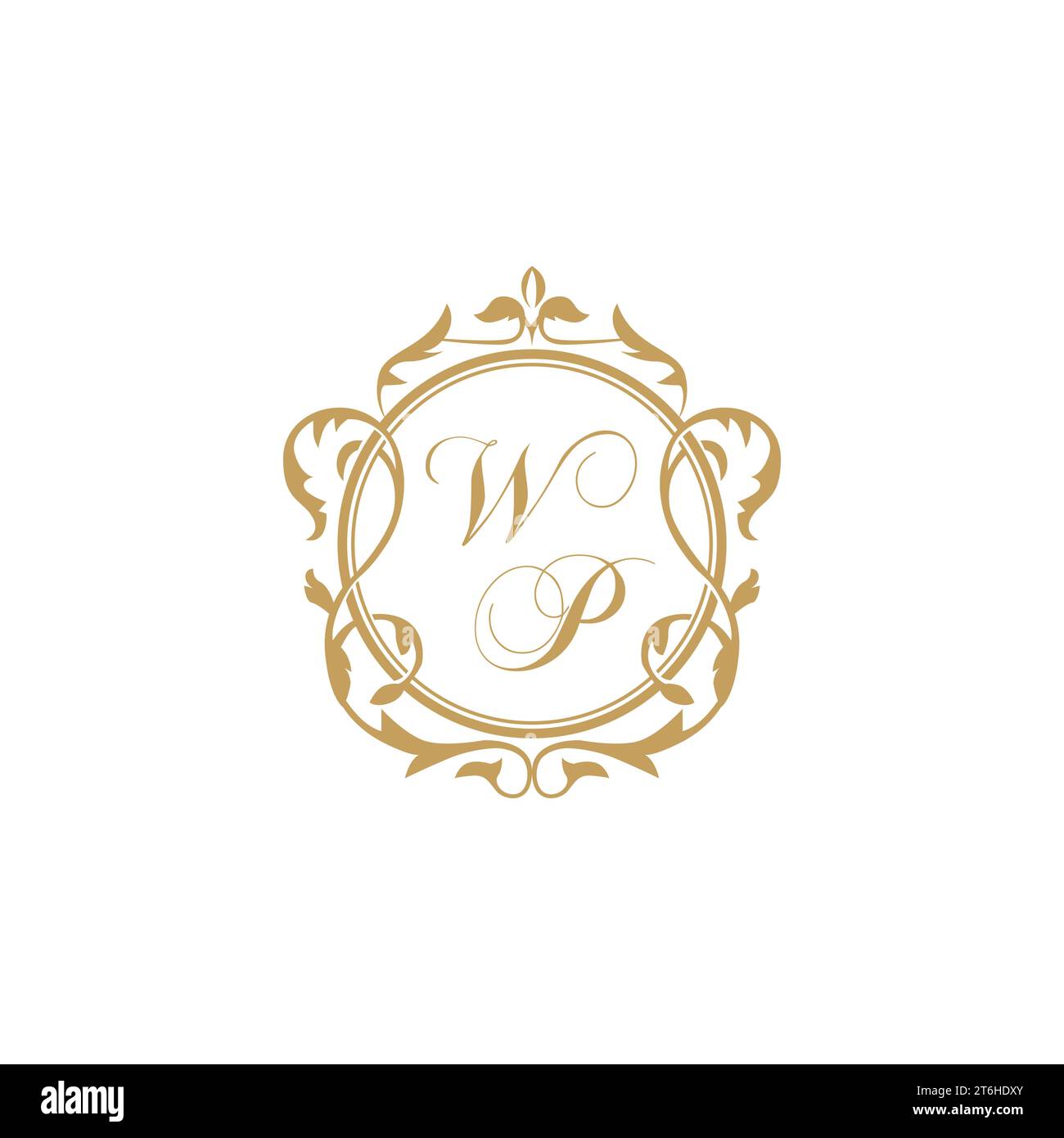 WP Wedding initial invitation with elegant ornament circle element vector graphic template Stock Vector