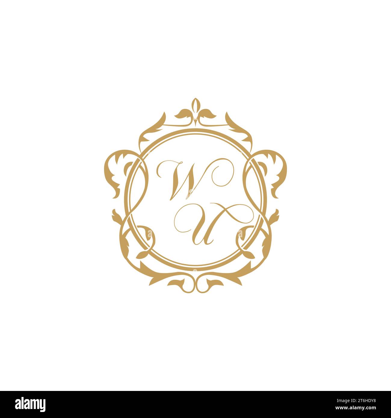 WU Wedding initial invitation with elegant ornament circle element vector graphic template Stock Vector