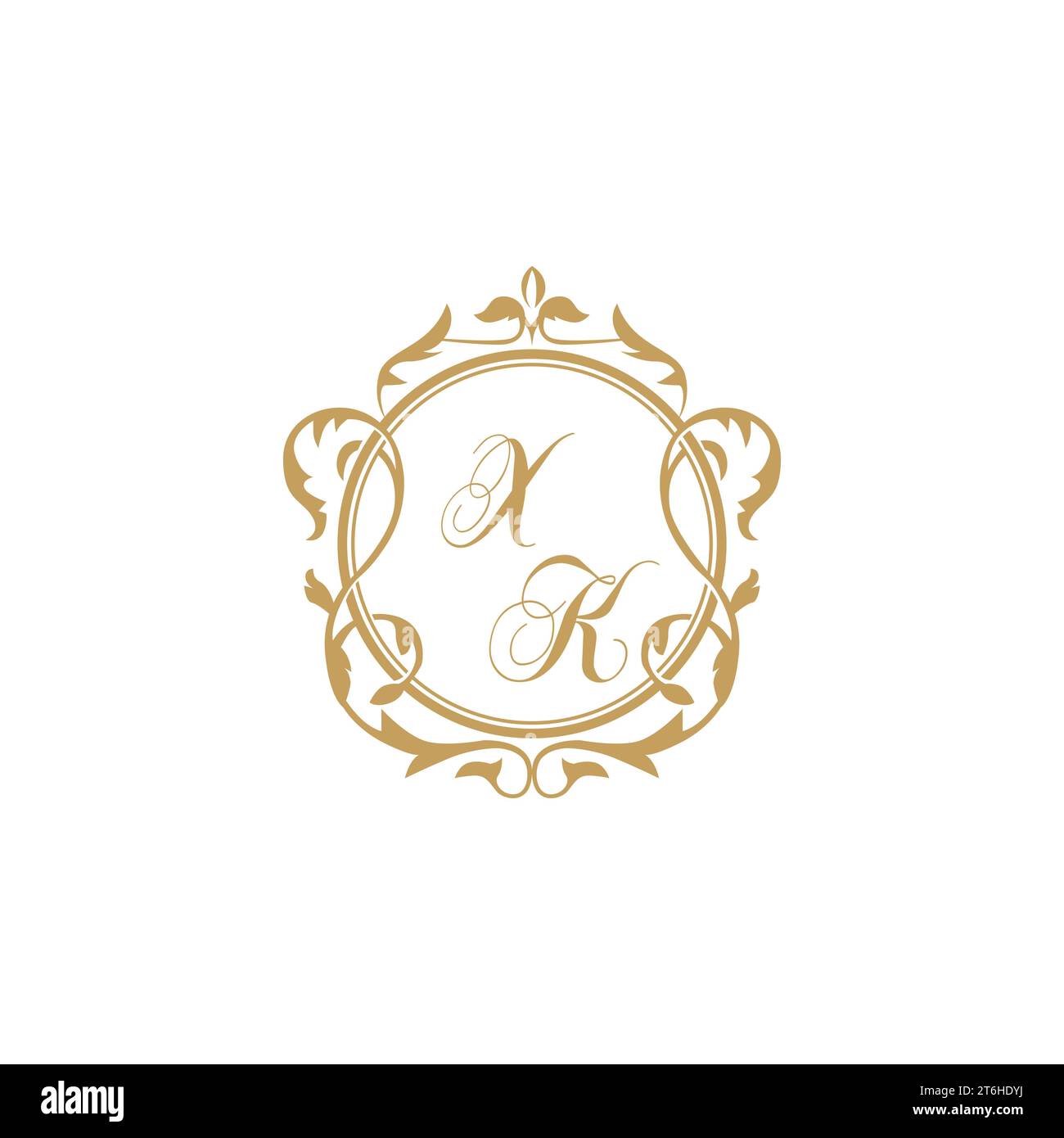 XK Wedding initial invitation with elegant ornament circle element vector graphic template Stock Vector