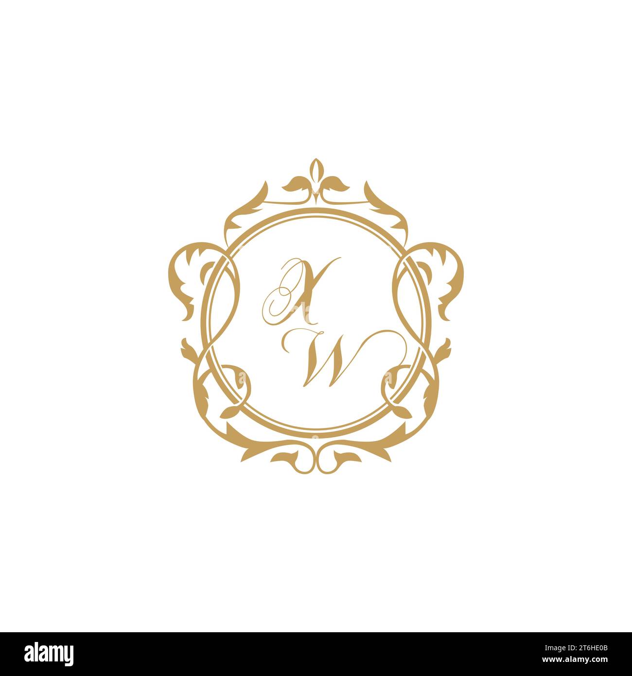 XW Wedding initial invitation with elegant ornament circle element vector graphic template Stock Vector