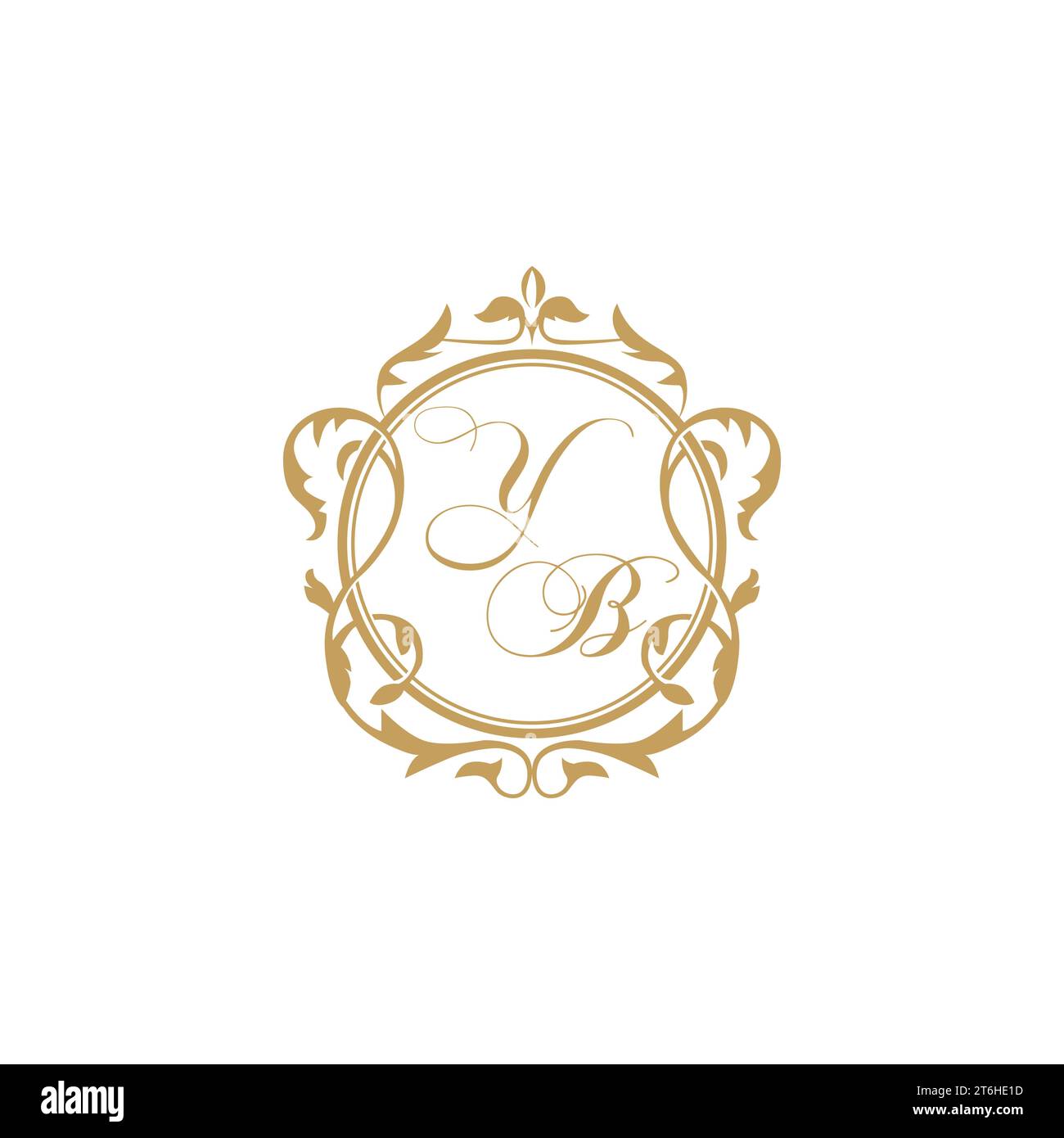 YB Wedding initial invitation with elegant ornament circle element vector graphic template Stock Vector