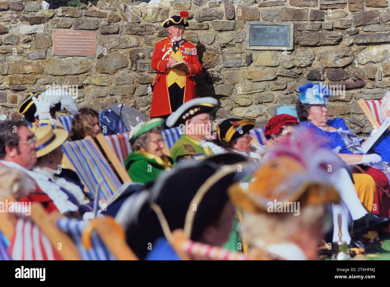Contestants watching The annual National town criers championship at Hastings, East Sussex, England, UK. Circa 1990's Stock Photo