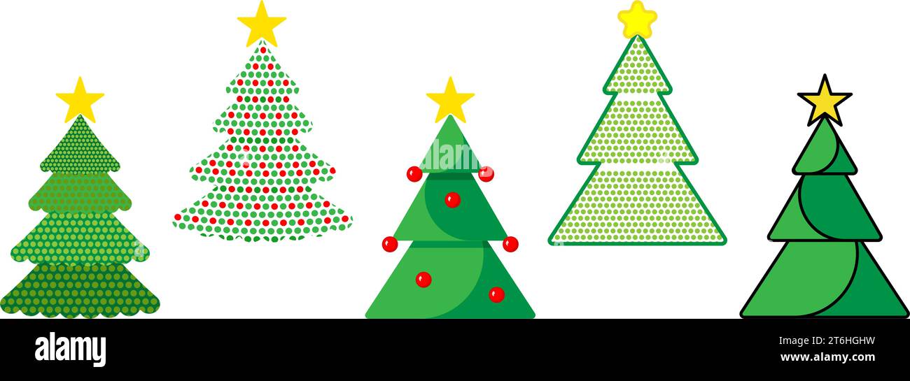 Set of Christmas tree clip art. Vector illustration Stock Vector