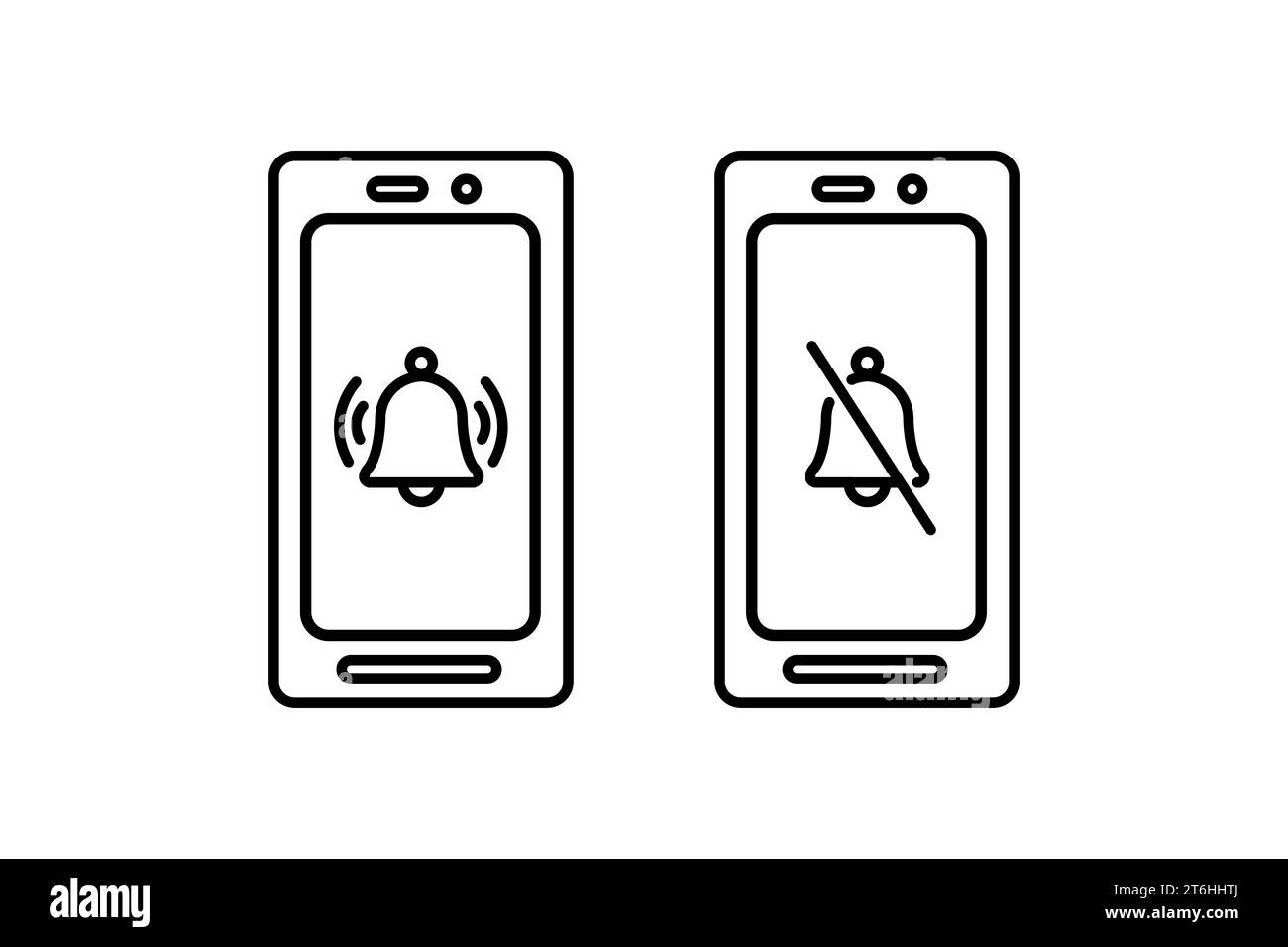Mute sign. Silent mode or vibrate mode. Notification bell ring icon