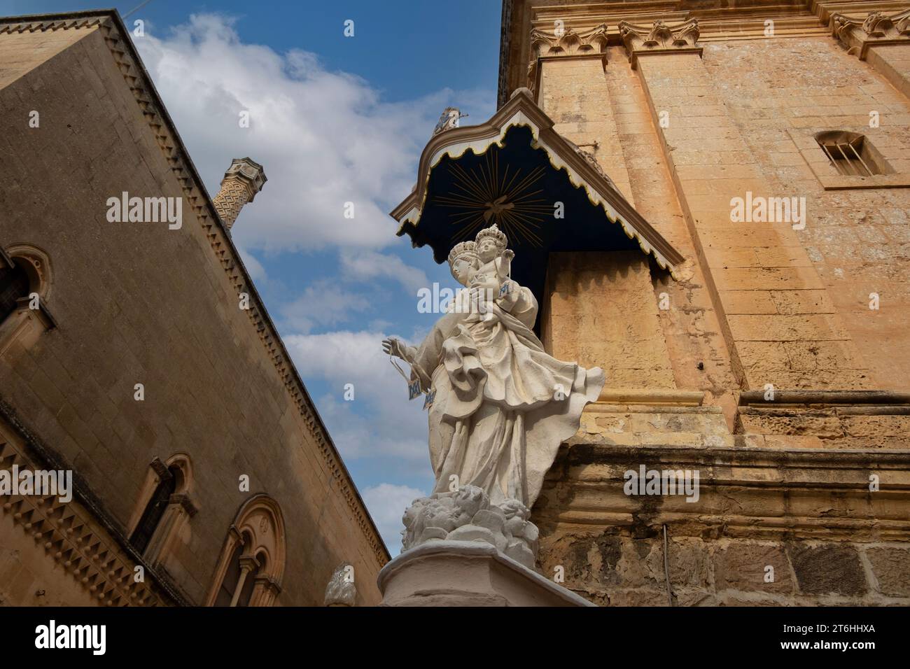 Statue of Madonna and Jesus outside Church of the Annunciation of our Lady in Mdina, Malta Stock Photo