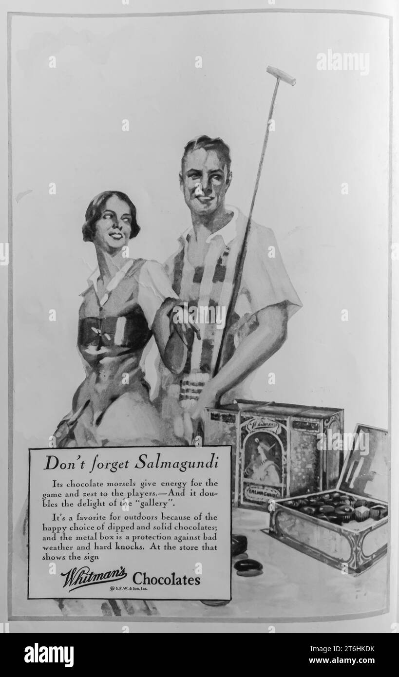 1927 Whitman's Chocolate Ad Stock Photo