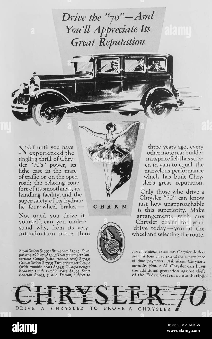 1927 Chrysler 70 ad Stock Photo