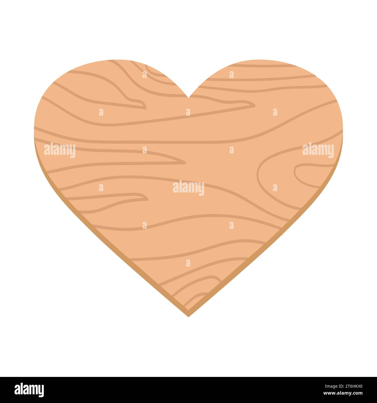 Heart shaped wooden plank. Hand drawn imitation of a wood material. Vector illustration Stock Vector