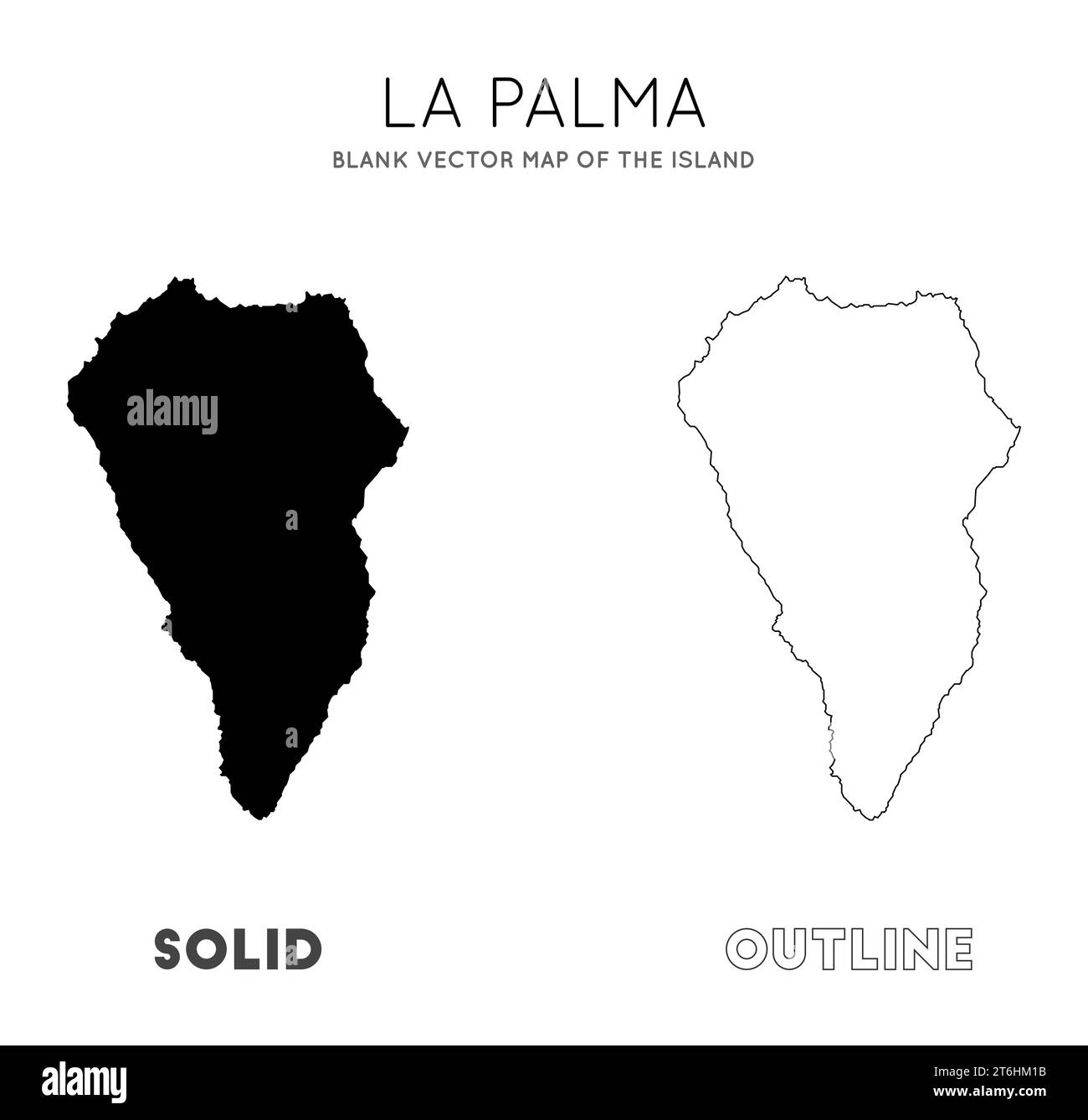 La Palma map. Blank vector map of the Island. Borders of La Palma for your infographic. Vector illustration. Stock Vector
