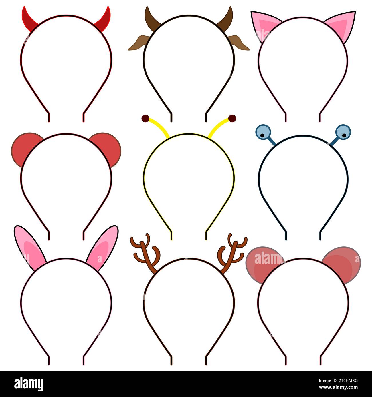 Set of Headbands, headdresses, hearbands with ears and horns animals ...