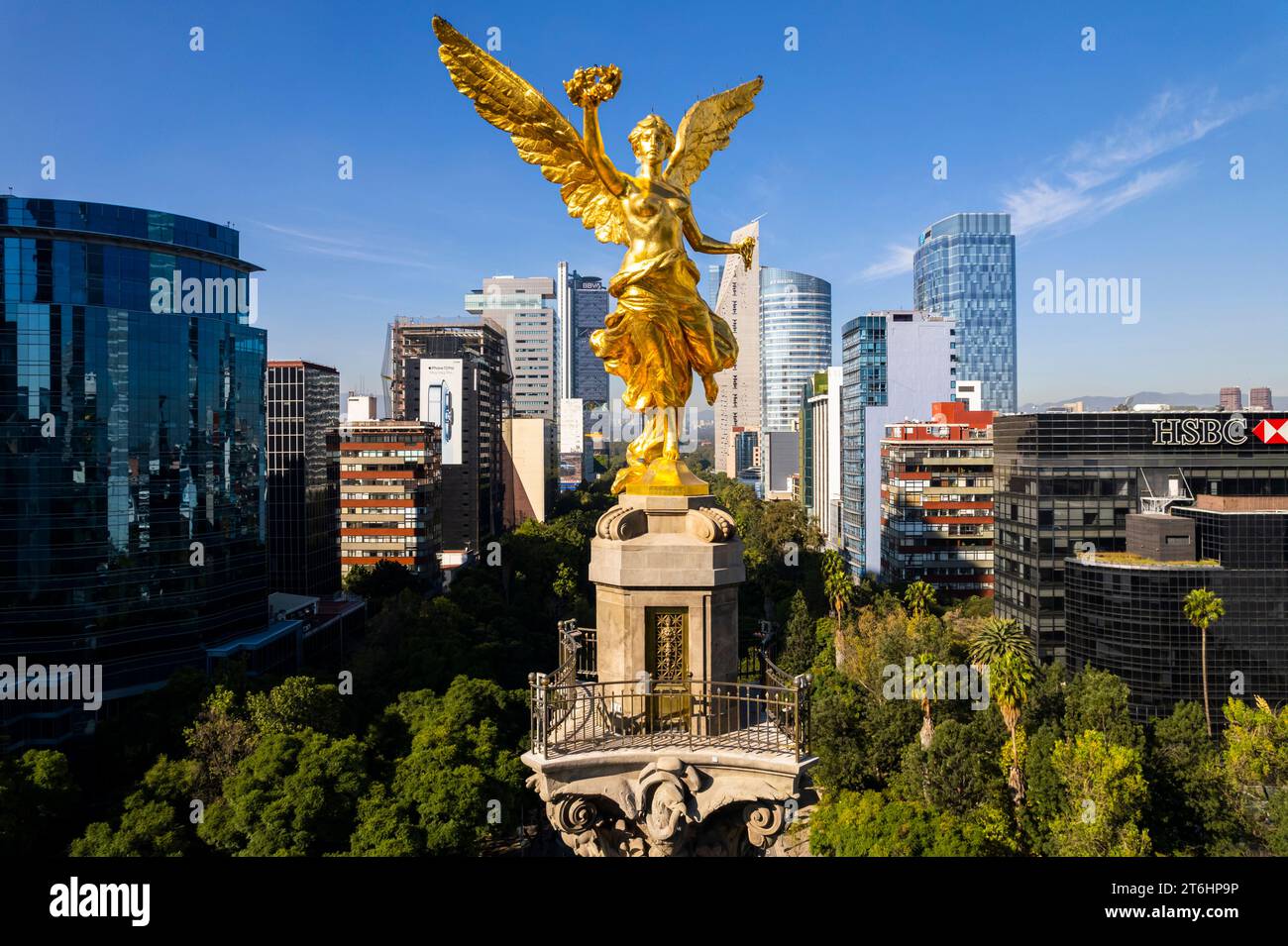 Mexico, Mexico City, the Paseo de la Reforma with the Angel de la Indendipencia Stock Photo