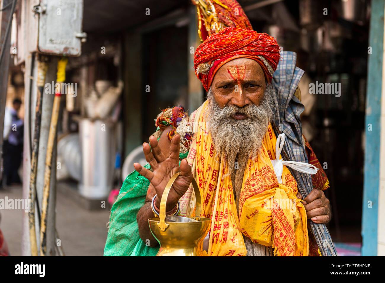 India, Mumbai, at Mumba Devi Temple Stock Photo