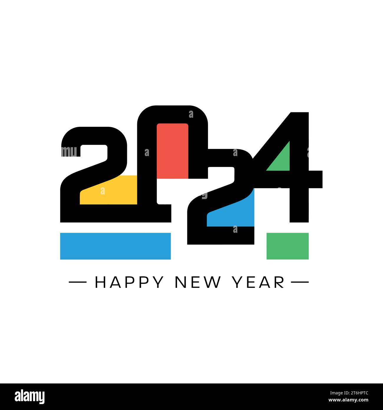 Happy New Year 2024 text design vector illustration Stock Vector Image