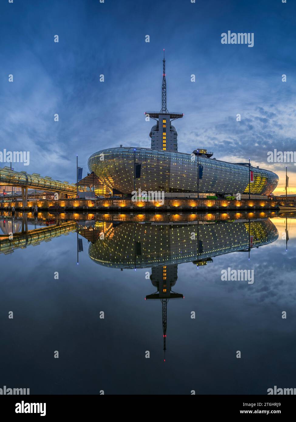 Klimahaus in Bremerhaven, Germany at night Stock Photo