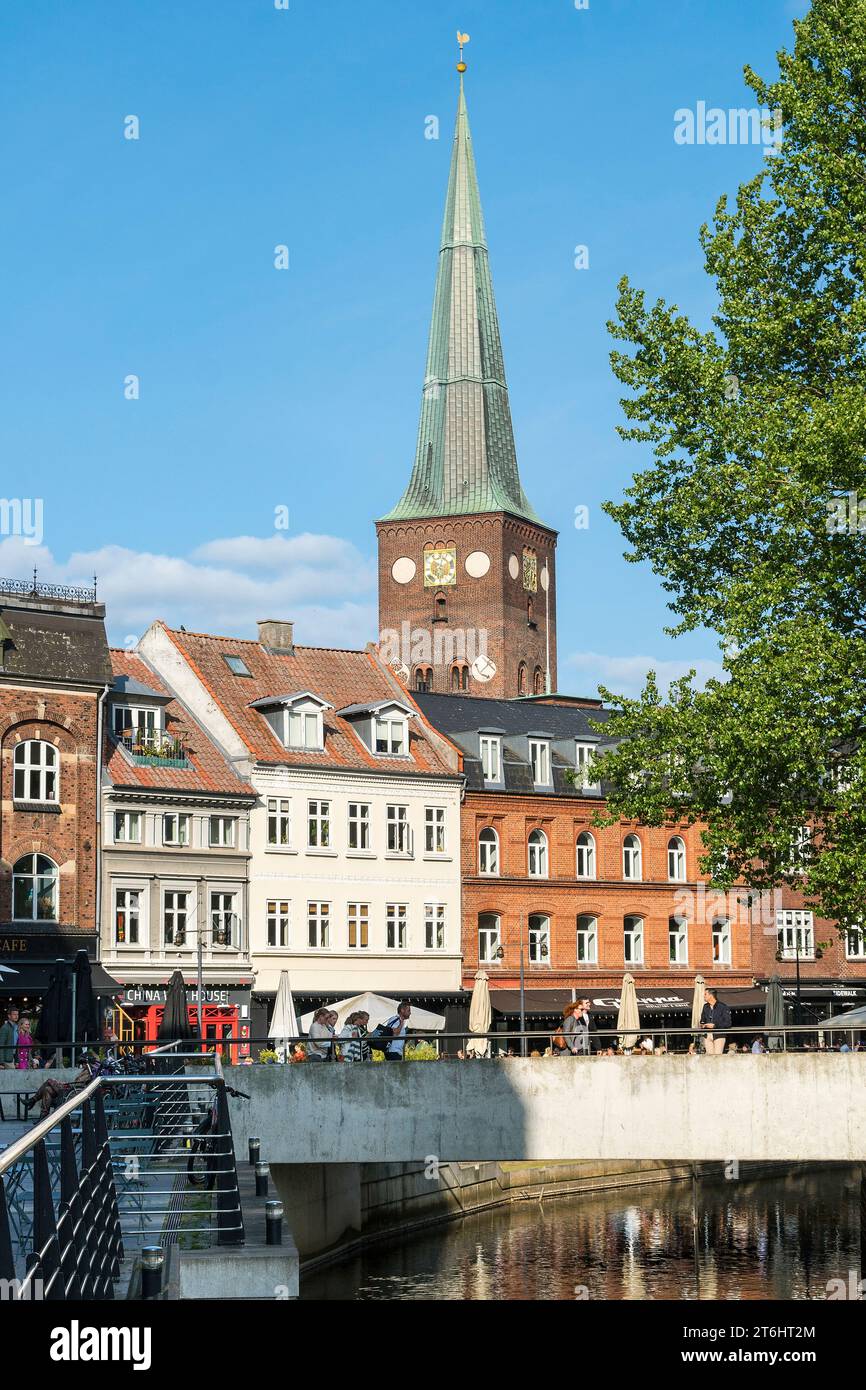 Aarhus, Denmark, Aarhus ae (Aarhuser Au), aeboulevarden, Cathedral 'St. Clemens'. Stock Photo