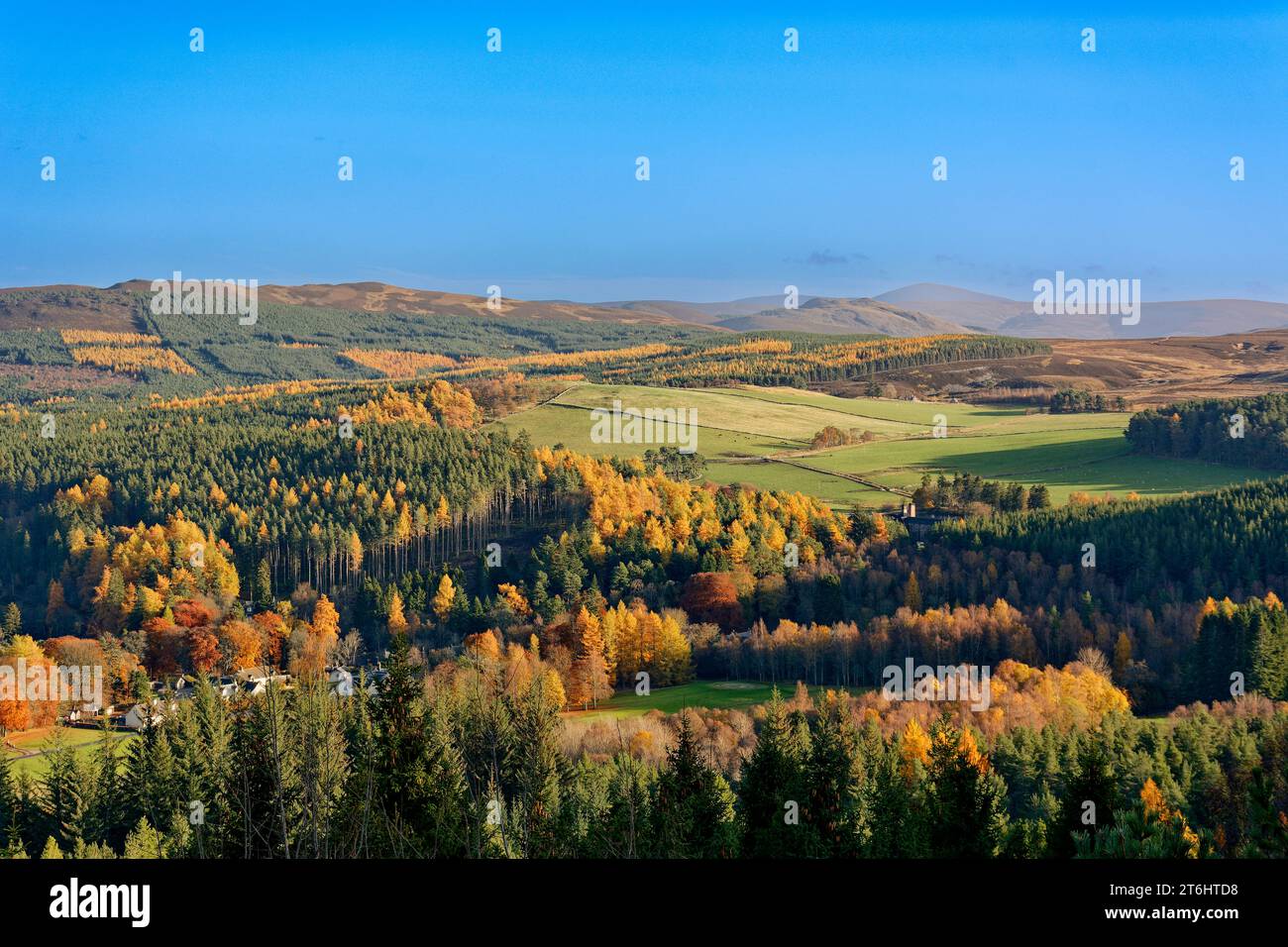 Balmoral Estates Crathie Scotland white estate houses and Royal