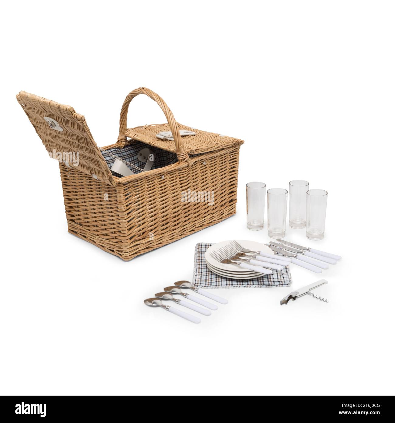 Wicker Picnic Basket Set Large Willow Hamper with Insulated Cooler