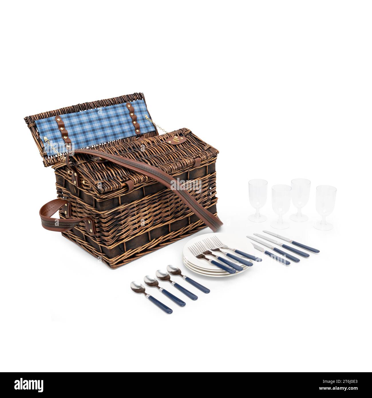 Wicker Picnic Basket Set Large Willow Hamper with Insulated Cooler