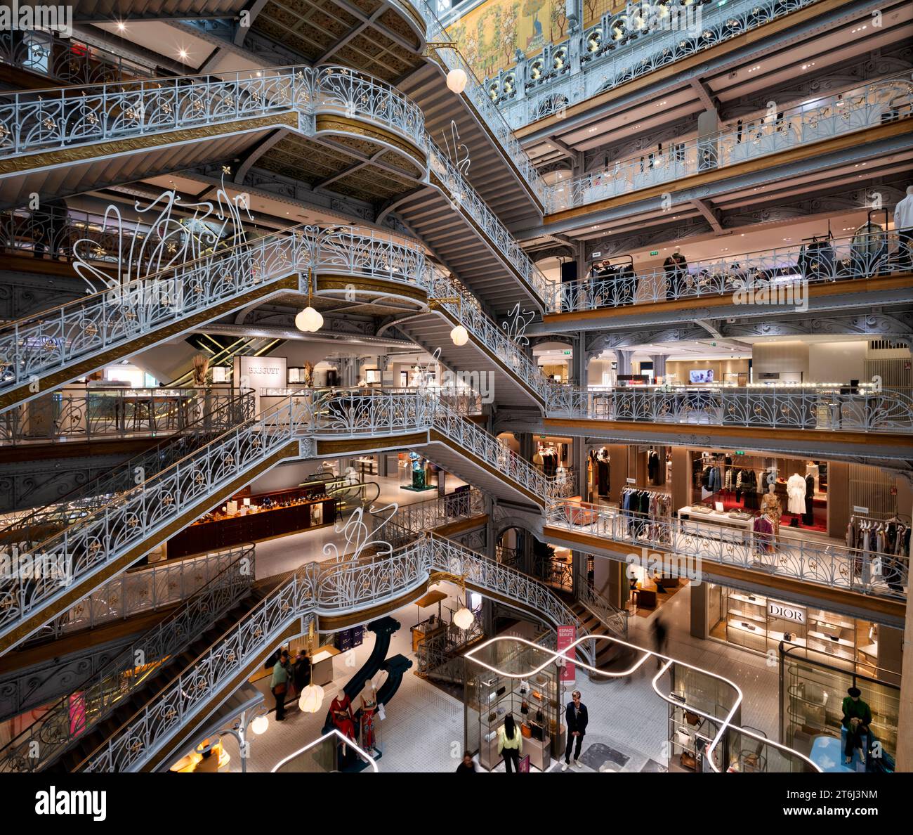 interior, staircase, shopping floors, glass dome, La Samaritaine, exclusive department store, Paris, France Stock Photo