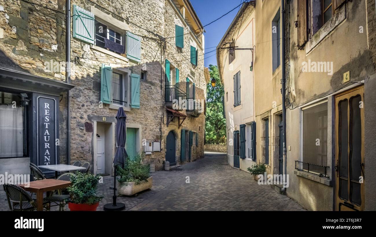 Village street in Bize Minervois Stock Photo Alamy