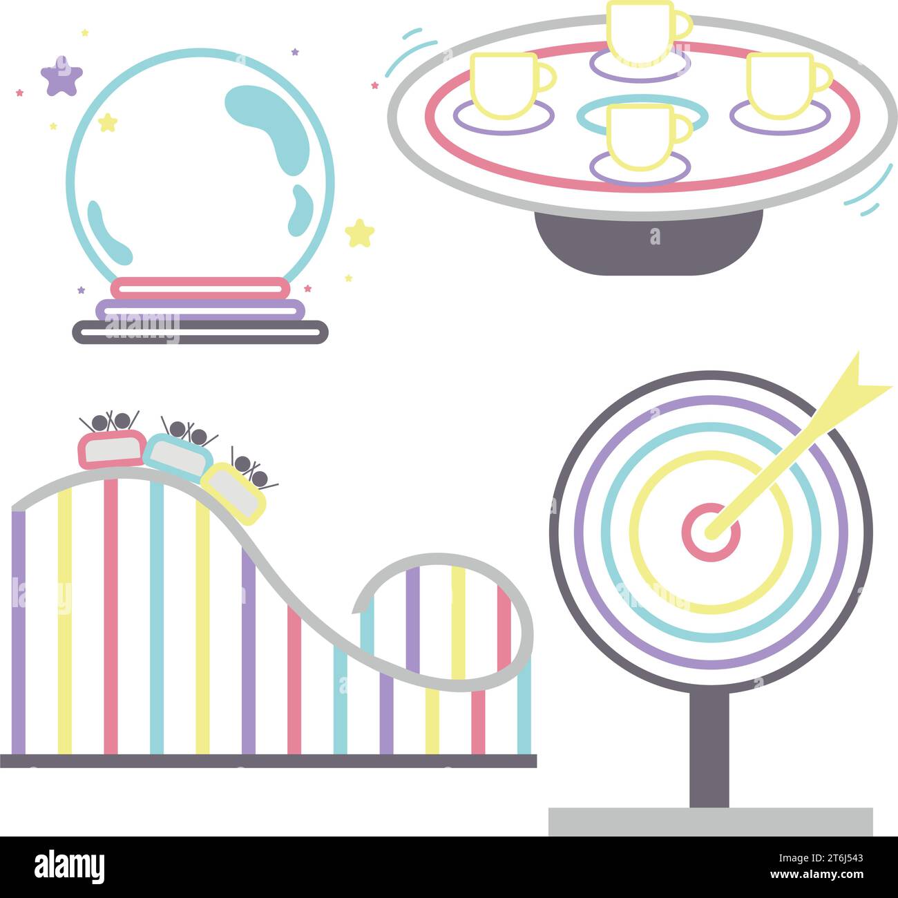 Set of carnival amusement park icons Vector Stock Vector Image & Art ...