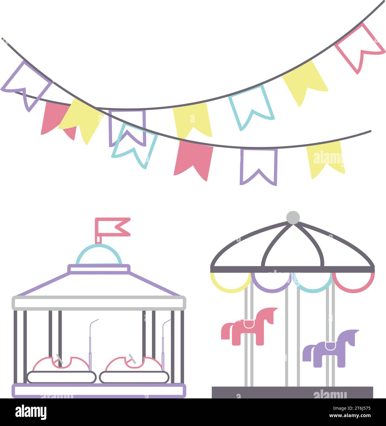 Set of carnival amusement park icons Vector Stock Vector Image & Art ...