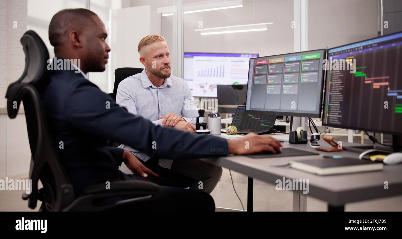 Digital Scrum Agenda Schedule And Gantt Chart Software Stock Photo