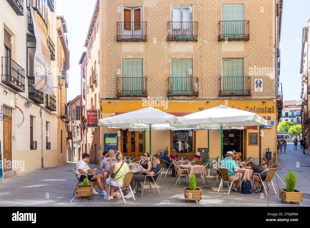 La Colonial Cafe, Plaza del Corpus, Jewish Quarter, Segovia, Castile and León, Kingdom of Spain Stock Photo