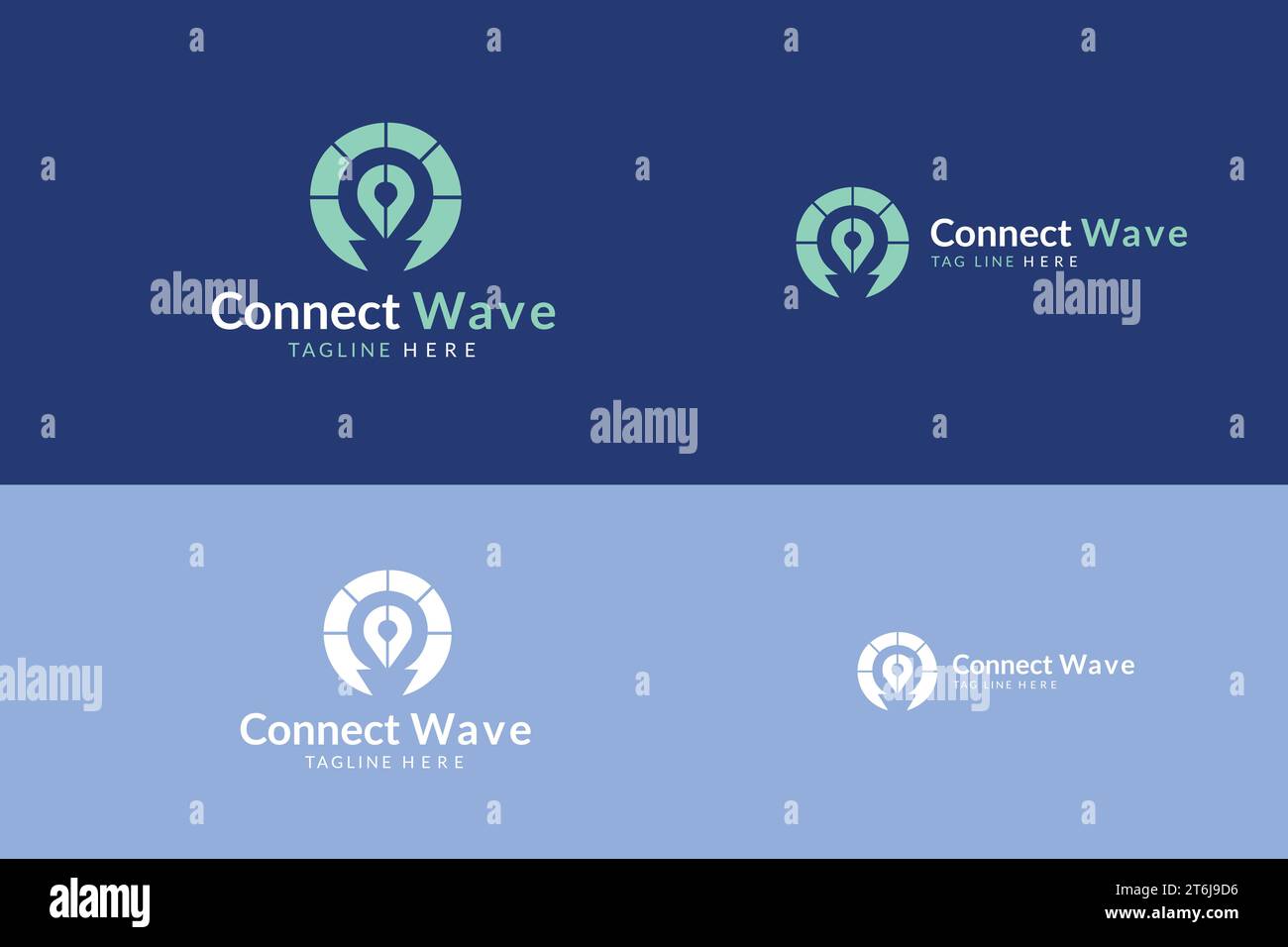 Connect wave communication logo template Stock Vector