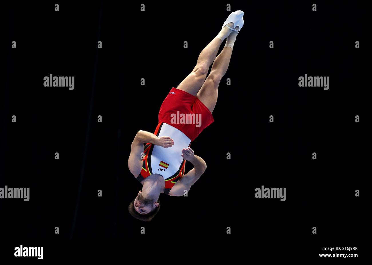 Spain's Andrea Martinez competes in the Men's Double Mini Trampoline Team Final during day two of the 2023 FIG Trampoline Gymnastics World Championships at the Utilita Arena, Birmingham. Picture date: Friday November 10, 2023. Stock Photo