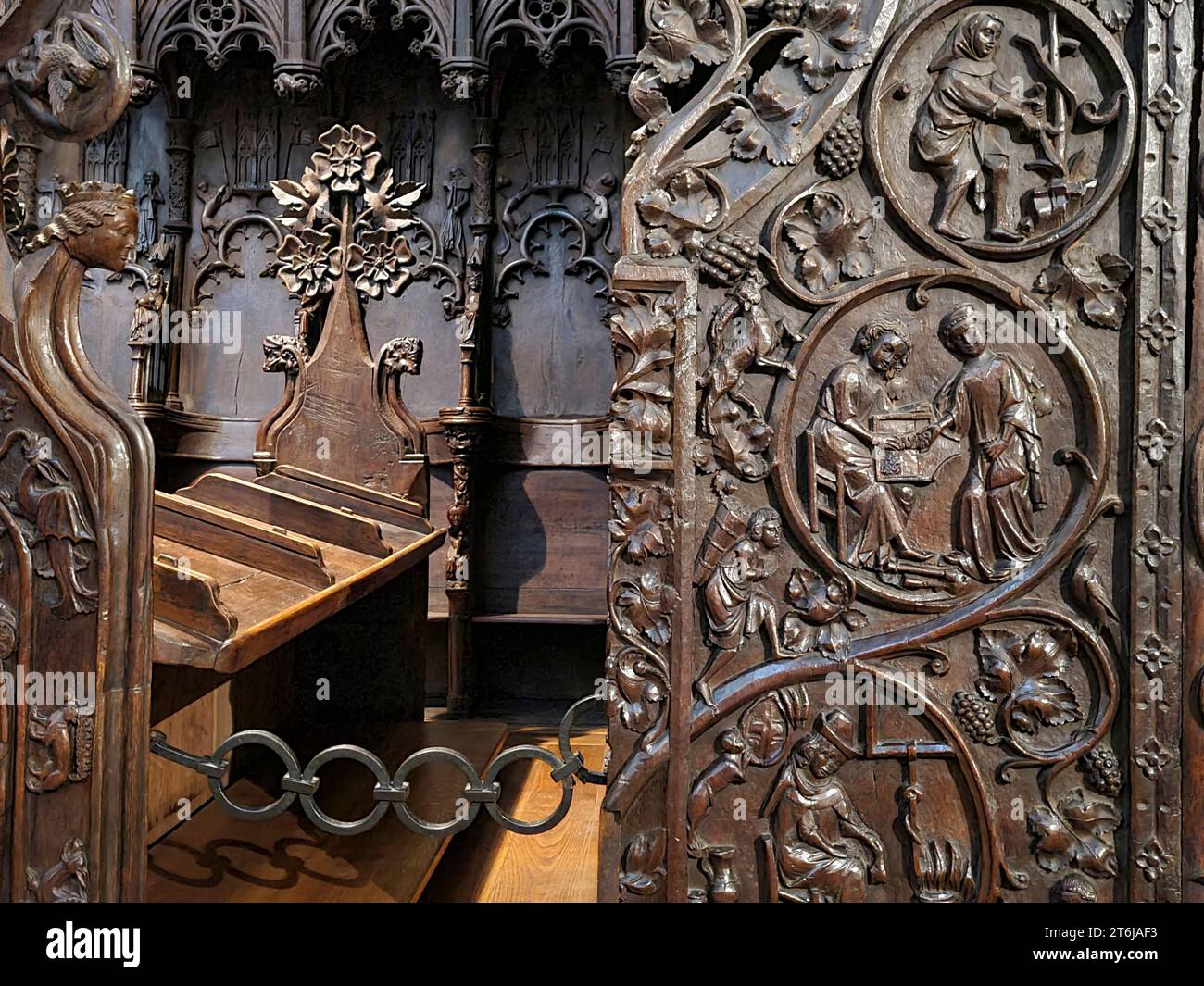 Choir stalls in St. Mary's Cathedral, interior, Erfurt, Thuringia Stock Photo