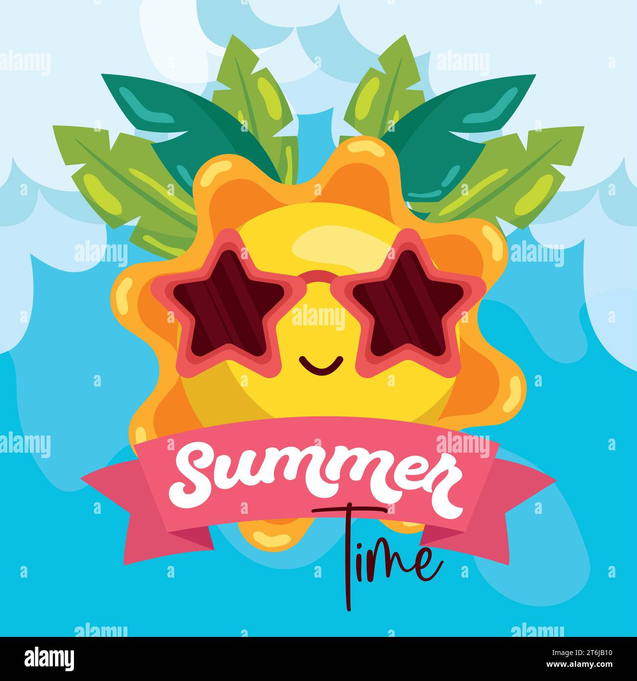 Sun with sunglasses Summer time Vector Stock Vector Image & Art - Alamy