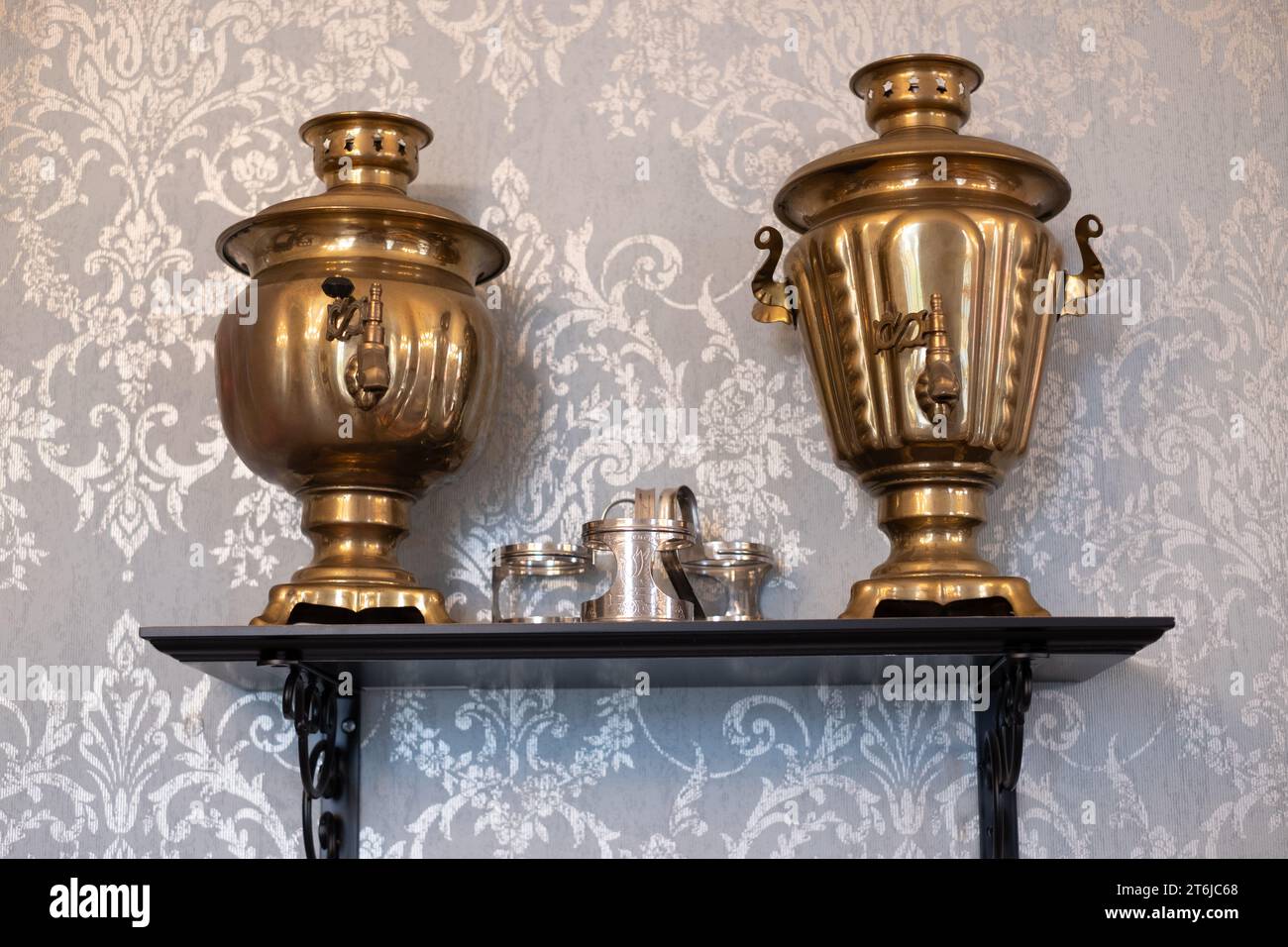 Different Samovars (English selfbrewer) used to make hot water for