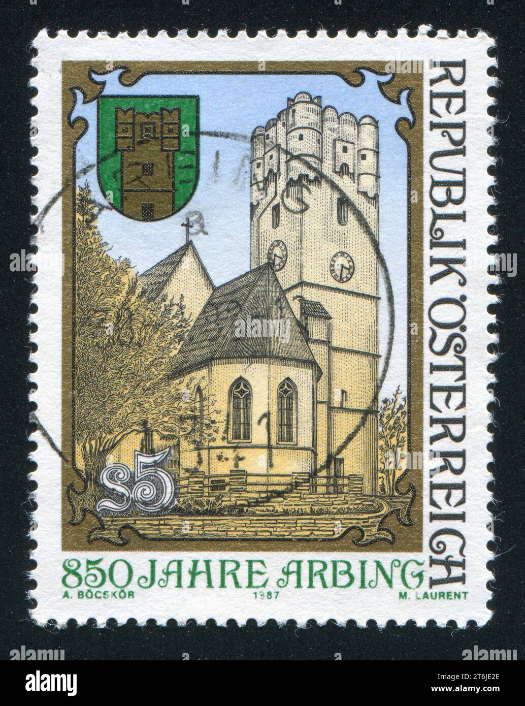 AUSTRIA - CIRCA 1987: stamp printed by Austria, shows Arbing, castle, circa 1987 Stock Photo